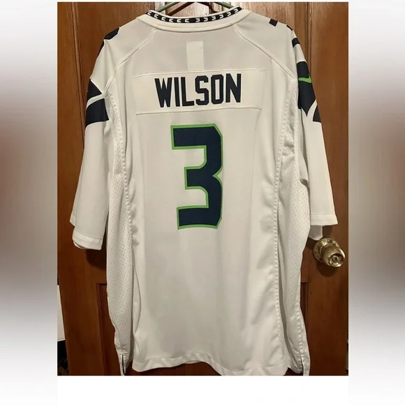 Nike NFL Players Seattle Seahawks Wilson 3 On Field Away Jersey White Size XXL - Picture 3 of 8